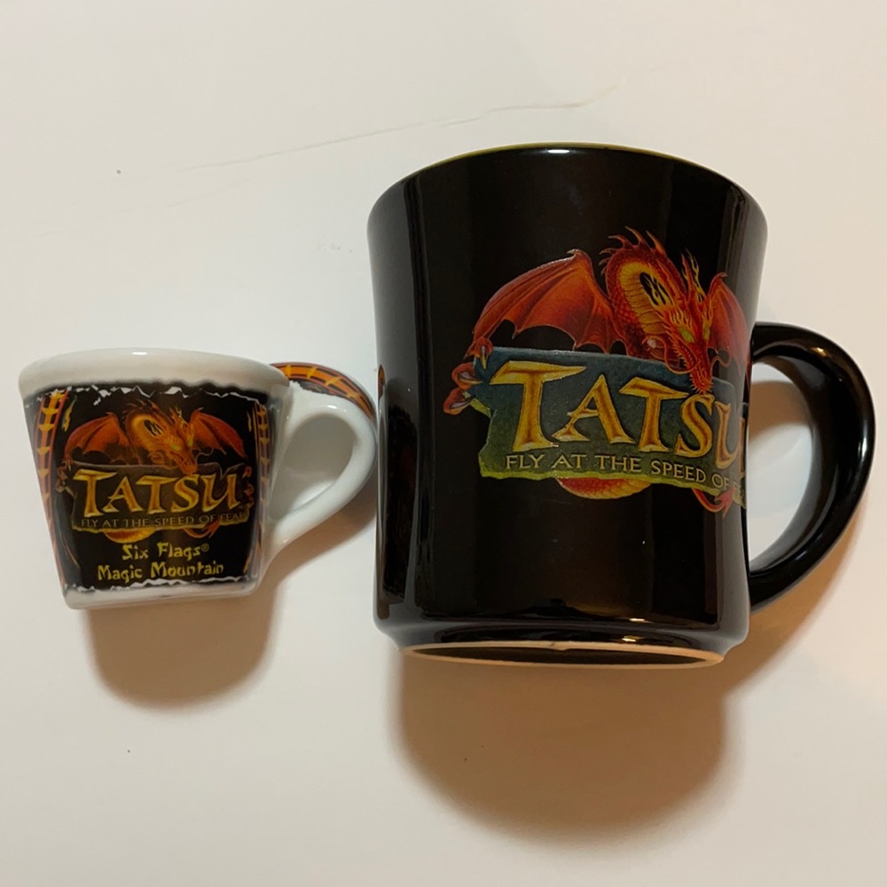 Six flags coffee mug and expresso little cup New TATSU fly at the speed of fear